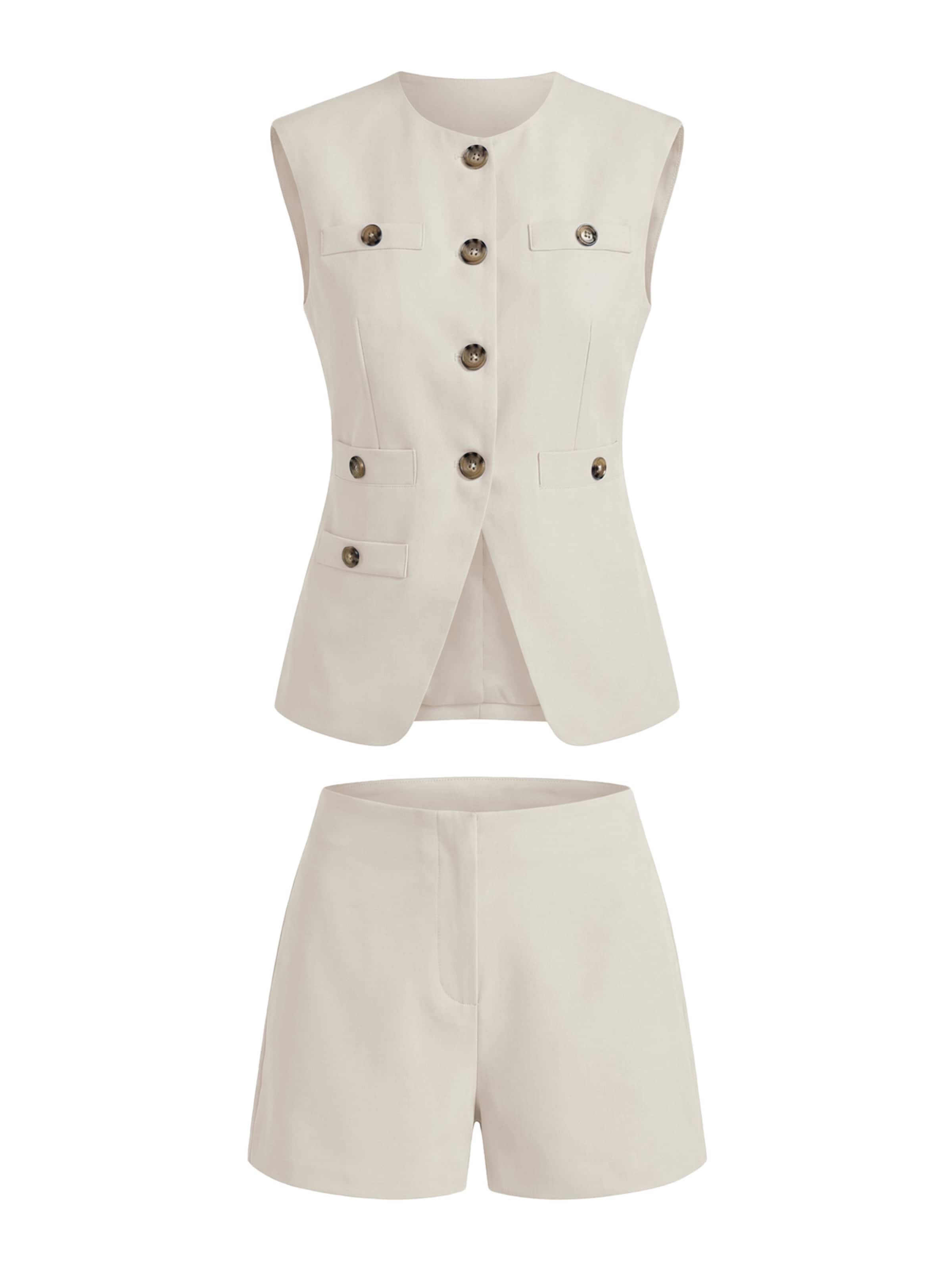 Imily Bela Костюм с панталон в бяло: отпред