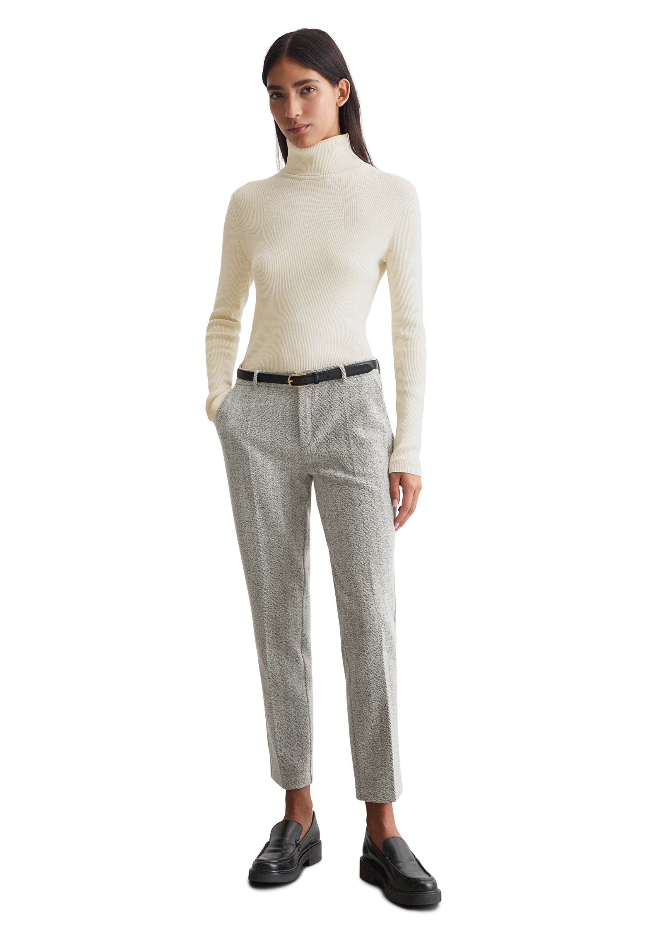 Marc O'Polo Regular Bandplooibroek in Grijs