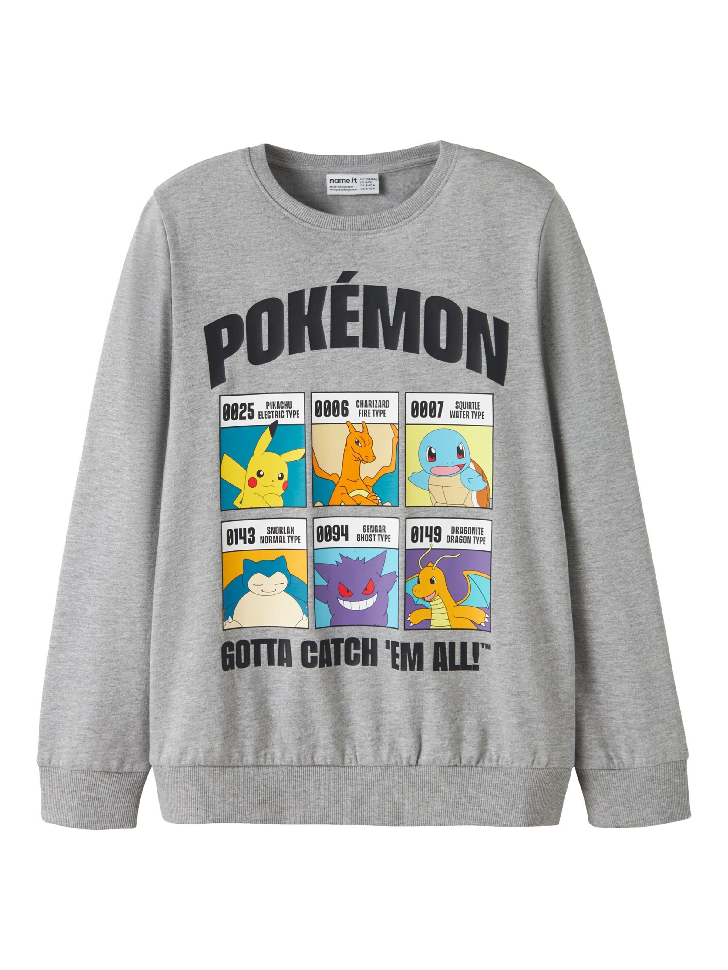NAME IT Sweatshirt 'NKMStus Pokemon' in Grey: front