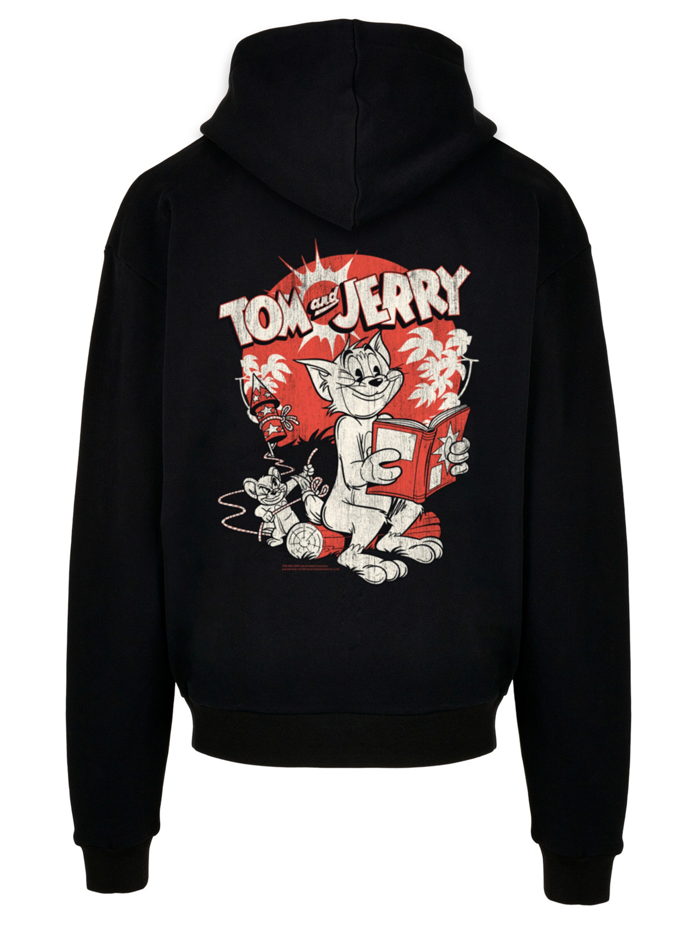 F4NT4STIC Sweatshirt 'Tom And Jerry Rocket Prank' in Zwart: voorkant