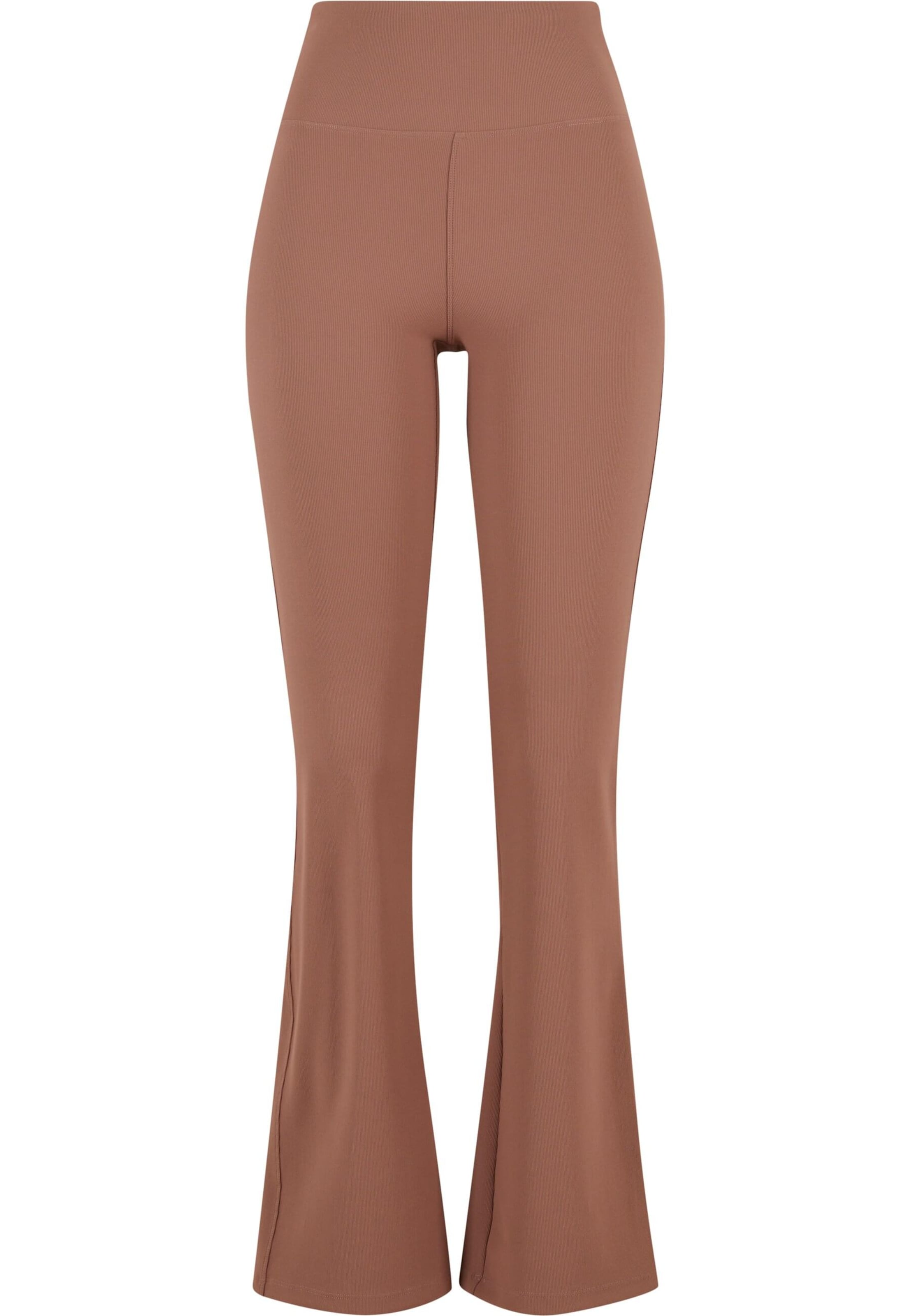 Urban Classics Regular Клин ' Ladies Flared Leggings Rib ' в кафяво: отпред