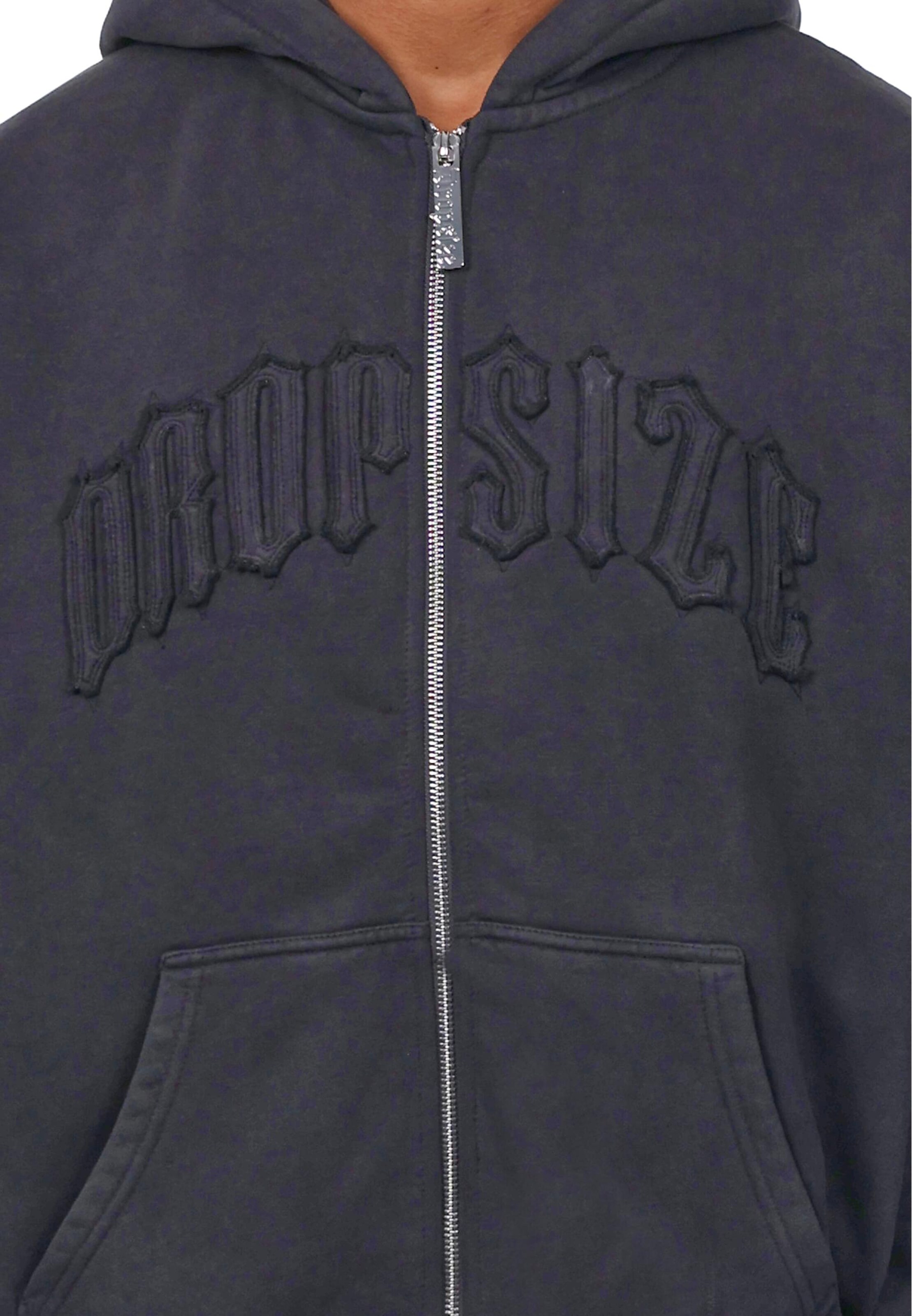 Dropsize Sweatjacke 'Raw Edges' in Schwarz