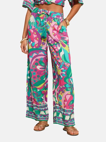 love & roses Wide leg Broek in Groen: voorkant