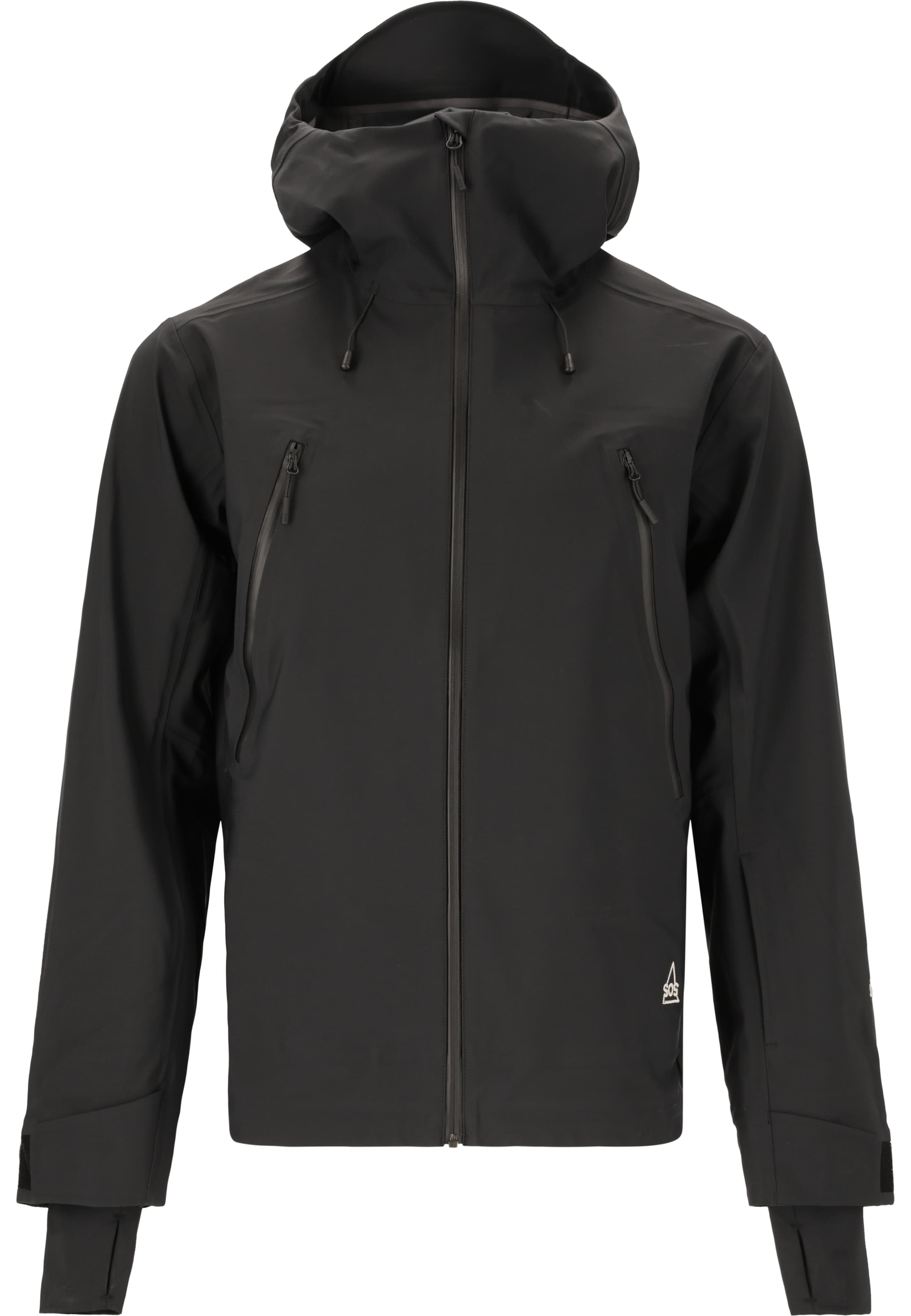 SOS Outdoorjas 'Hoverla' in Zwart: voorkant