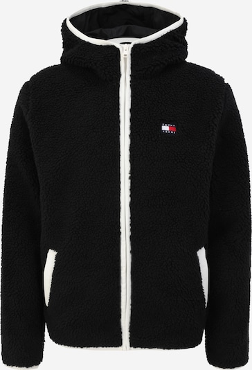 Tommy Jeans Flis jakna u crna / bijela, Pregled proizvoda