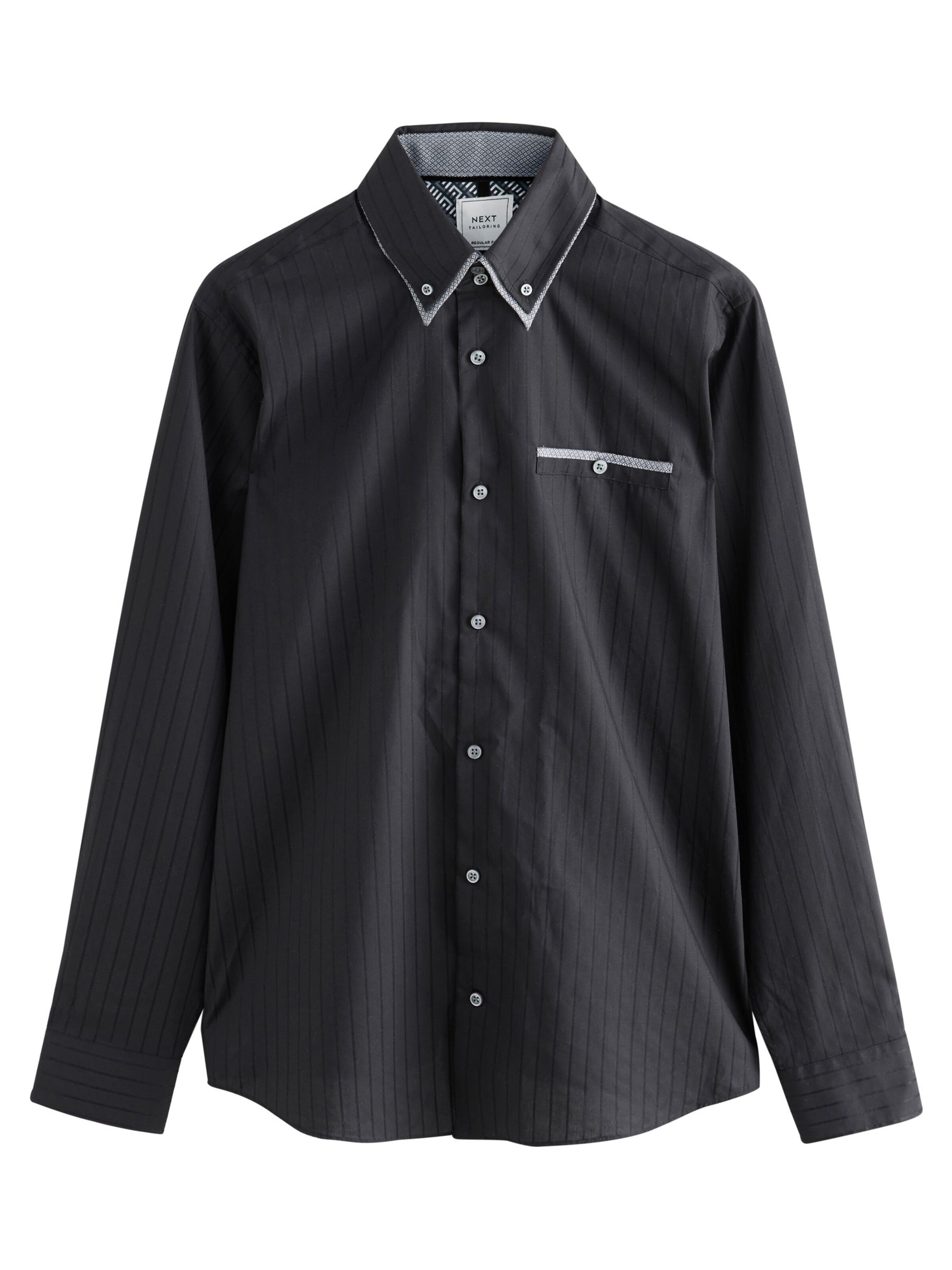 Next Regular fit Button Up Shirt in Black: front