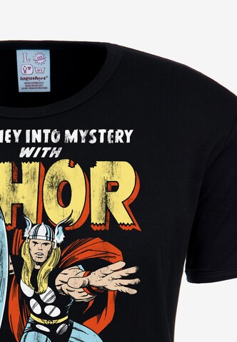 LOGOSHIRT Shirt 'Thor For Asgaaard' in Black