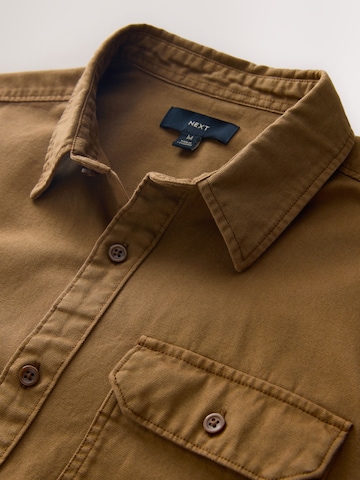 Next Regular fit Button Up Shirt in Brown