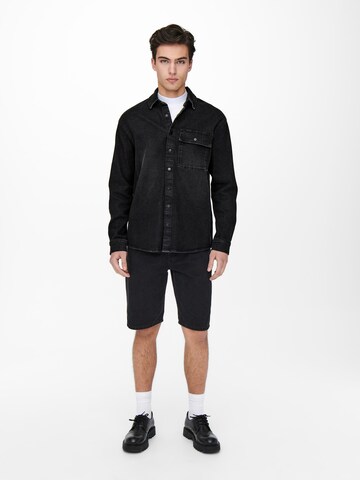 Only & Sons Regular Fit Hemd in Schwarz