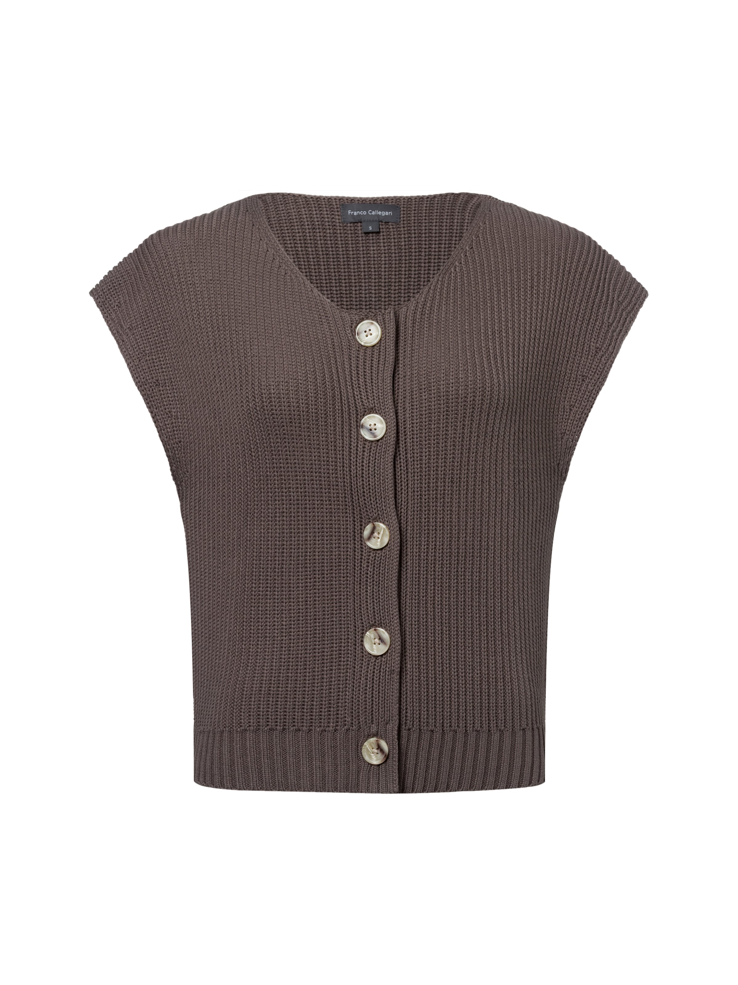 Franco Callegari Gebreide bodywarmer in Bruin: voorkant
