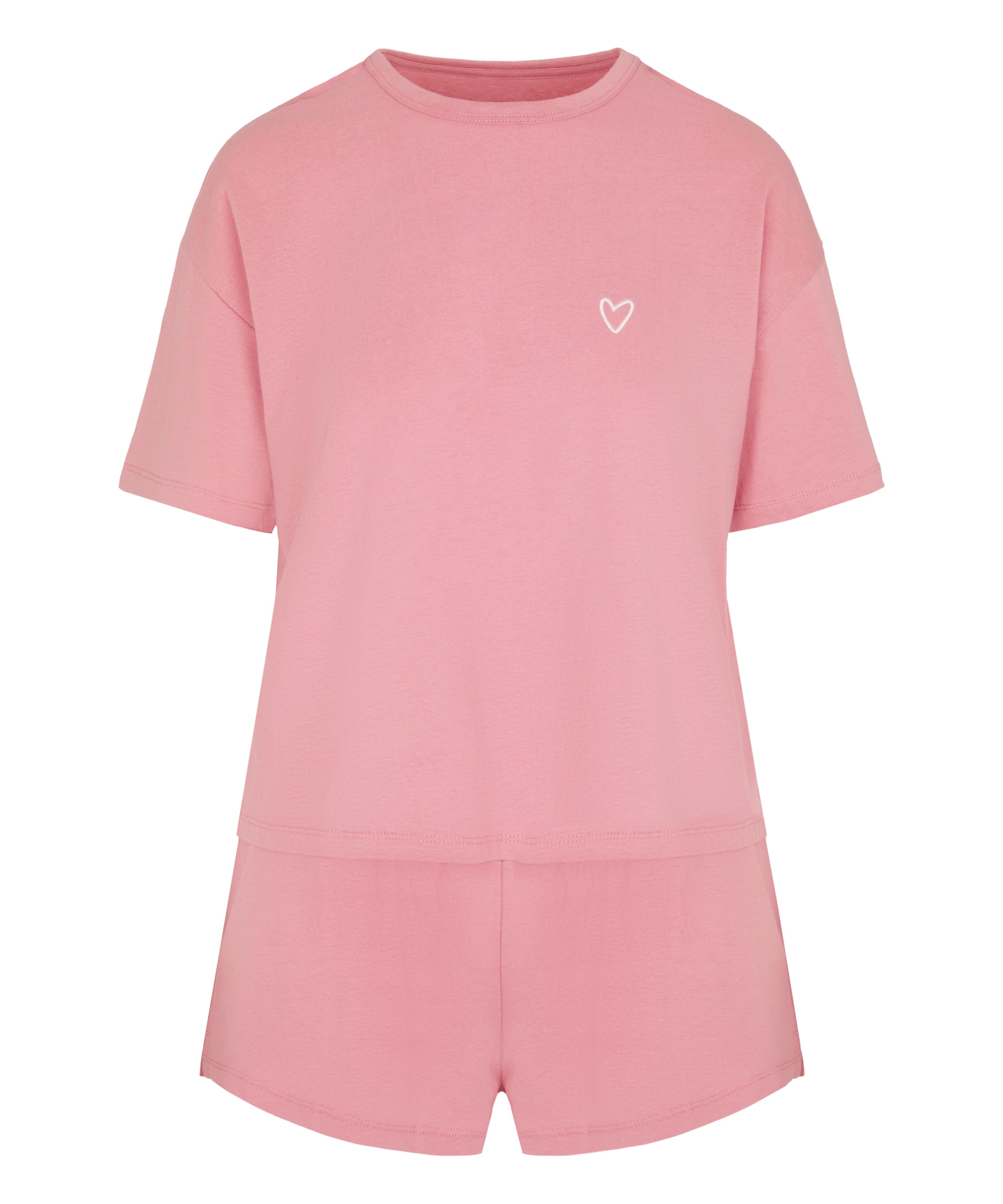 Hunkemöller Korte pyjama in Roze: voorkant