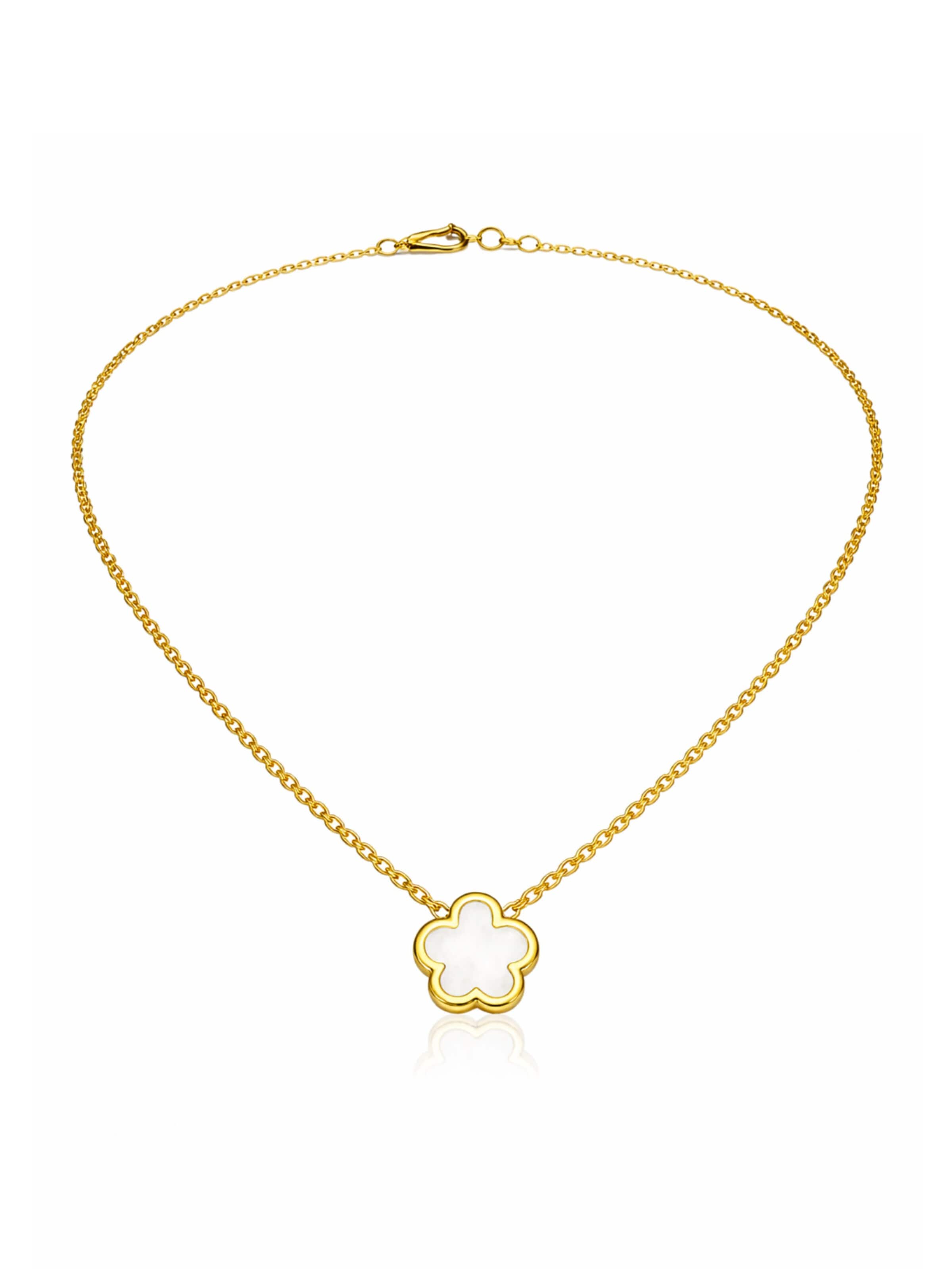 Pure Schmuck Necklace 'Clover Perlmutt' in Gold: front