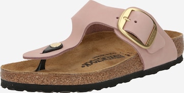 BIRKENSTOCK T-bar sandals 'Gizeh Lenb' in Pink: front