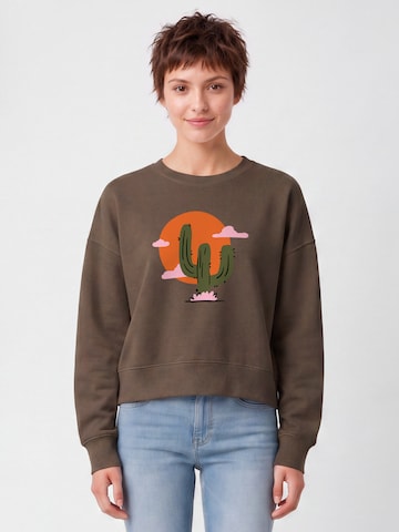 Watapparel Sweatshirt ' Kaktus im Sonnenuntergang ' in Brown: front
