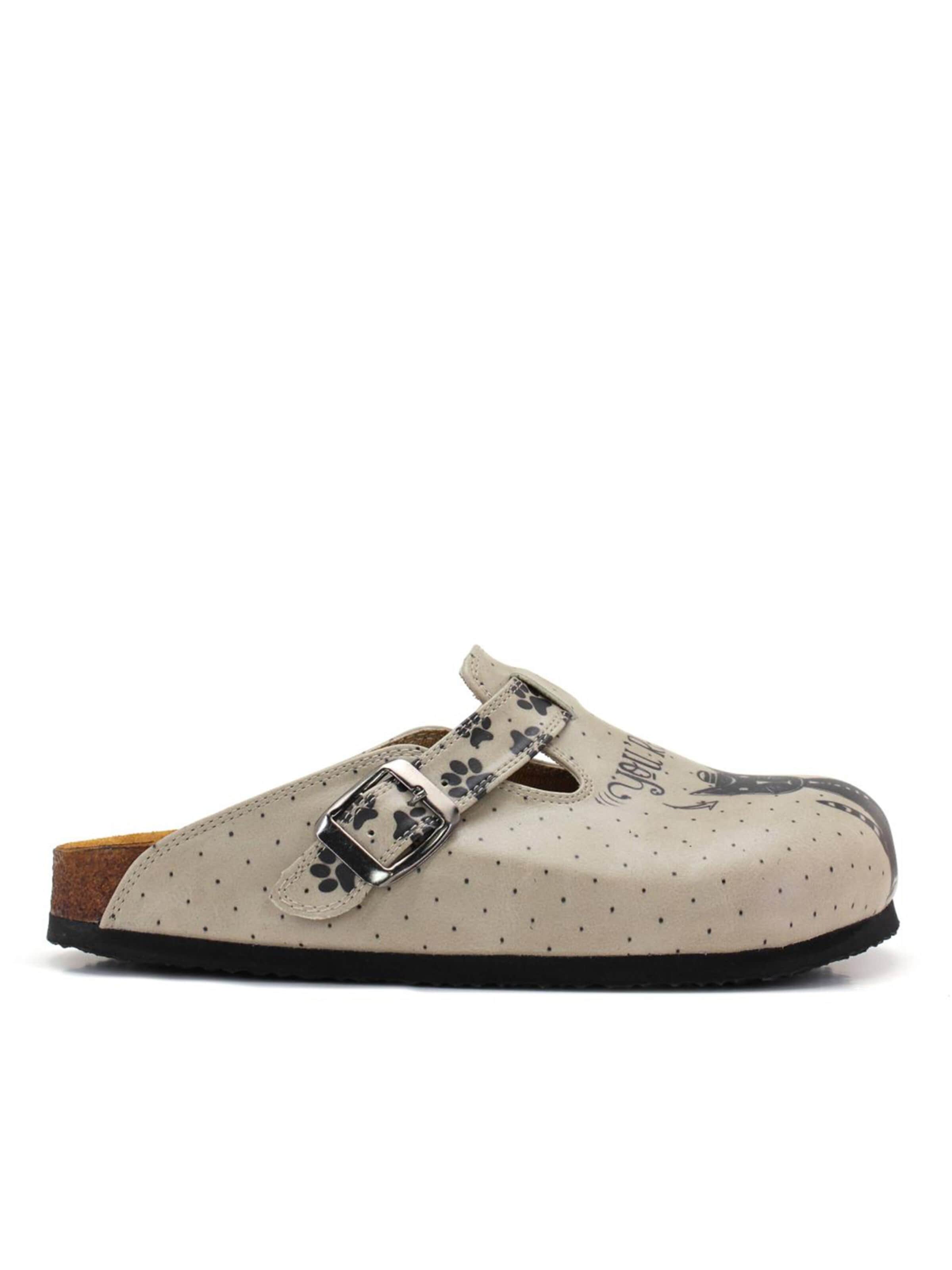 GobyKlompe 'Women Calceo Black and Beige Clogs CAL5422 with cat design' - miks boja boja