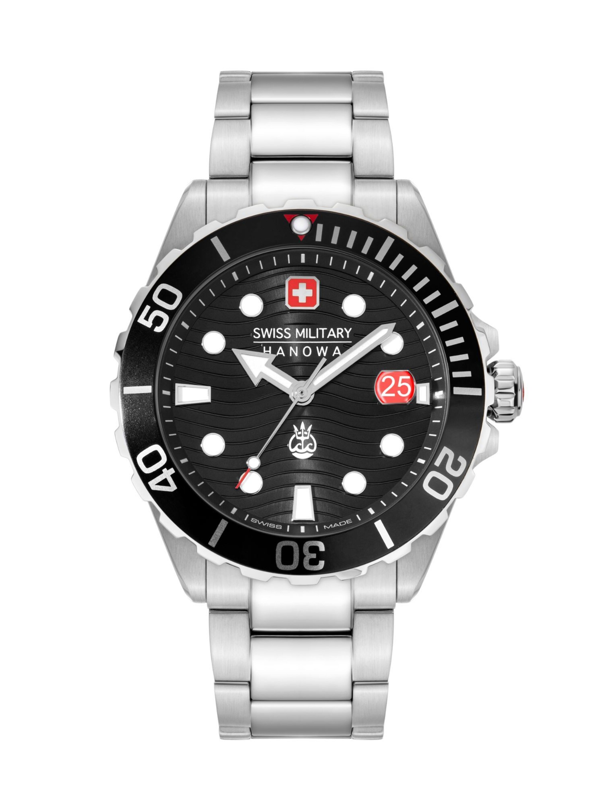 SWISS MILITARY HANOWA Analoog horloge 'Offshore Diver II' in Zilver: voorkant
