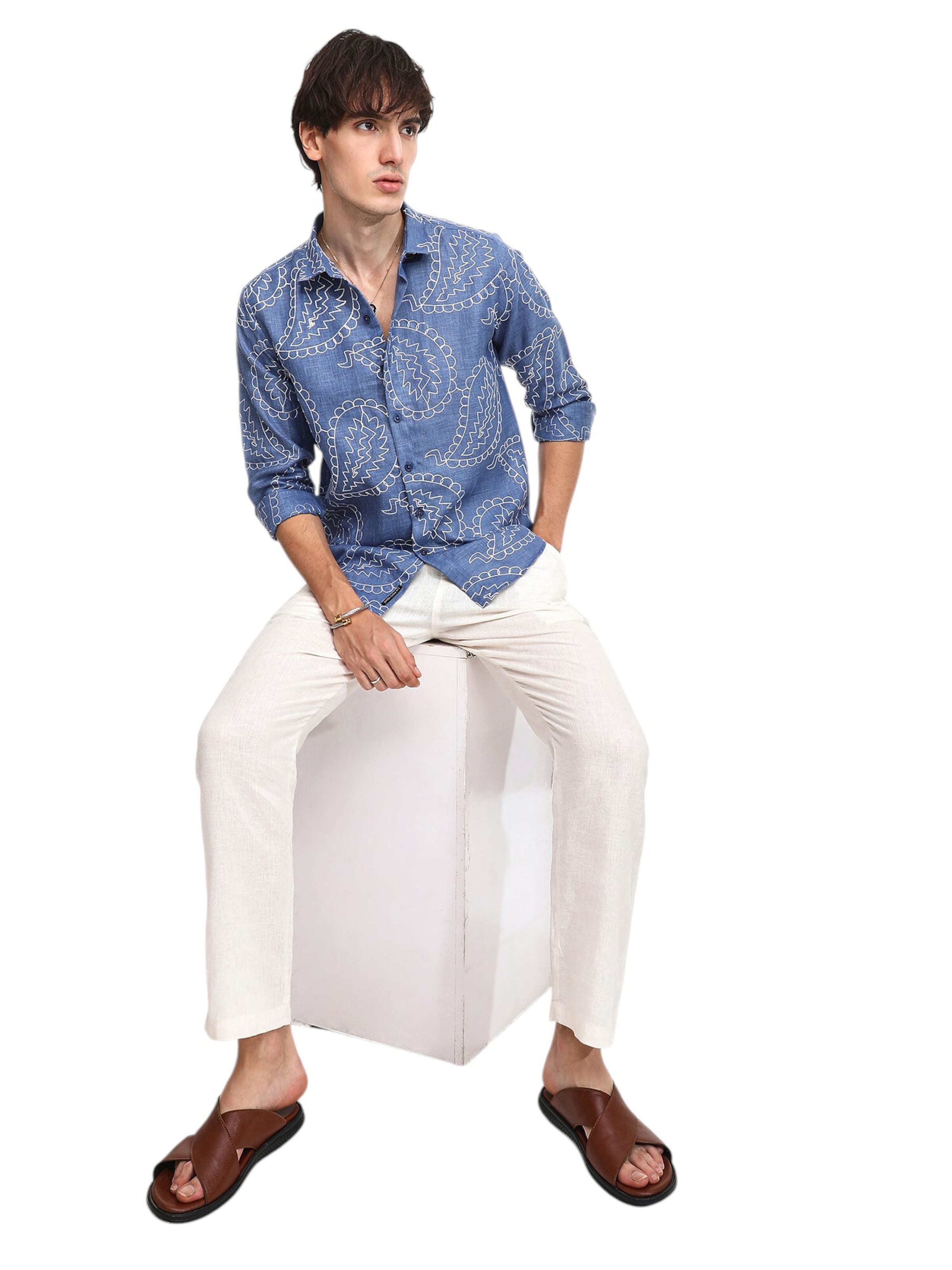 Coupe regular Chemise 'Zelma' Campus Sutra en bleu