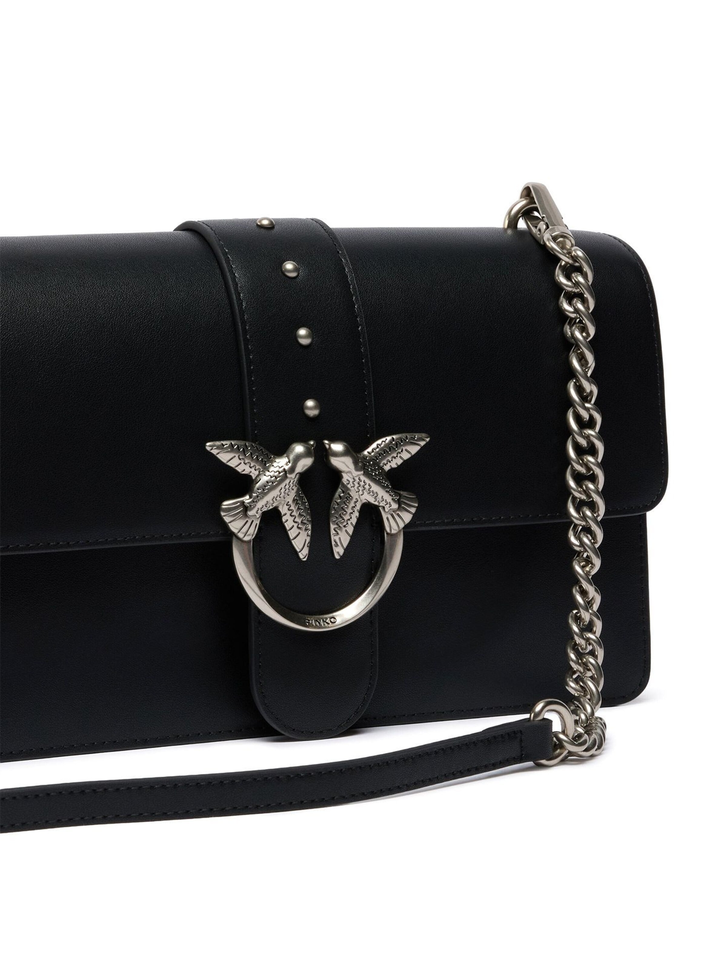 PINKO - Bolso de hombro 'Love One Classic St. Cl Vitello Seta' en negro