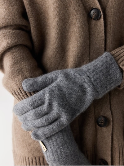 GOBI Cashmere Fingerhandsker 'Essential Knit Cashmere Gloves' i M i grå, Produktvisning