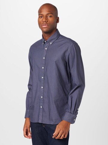 Coupe regular Chemise business ETERNA en bleu : devant