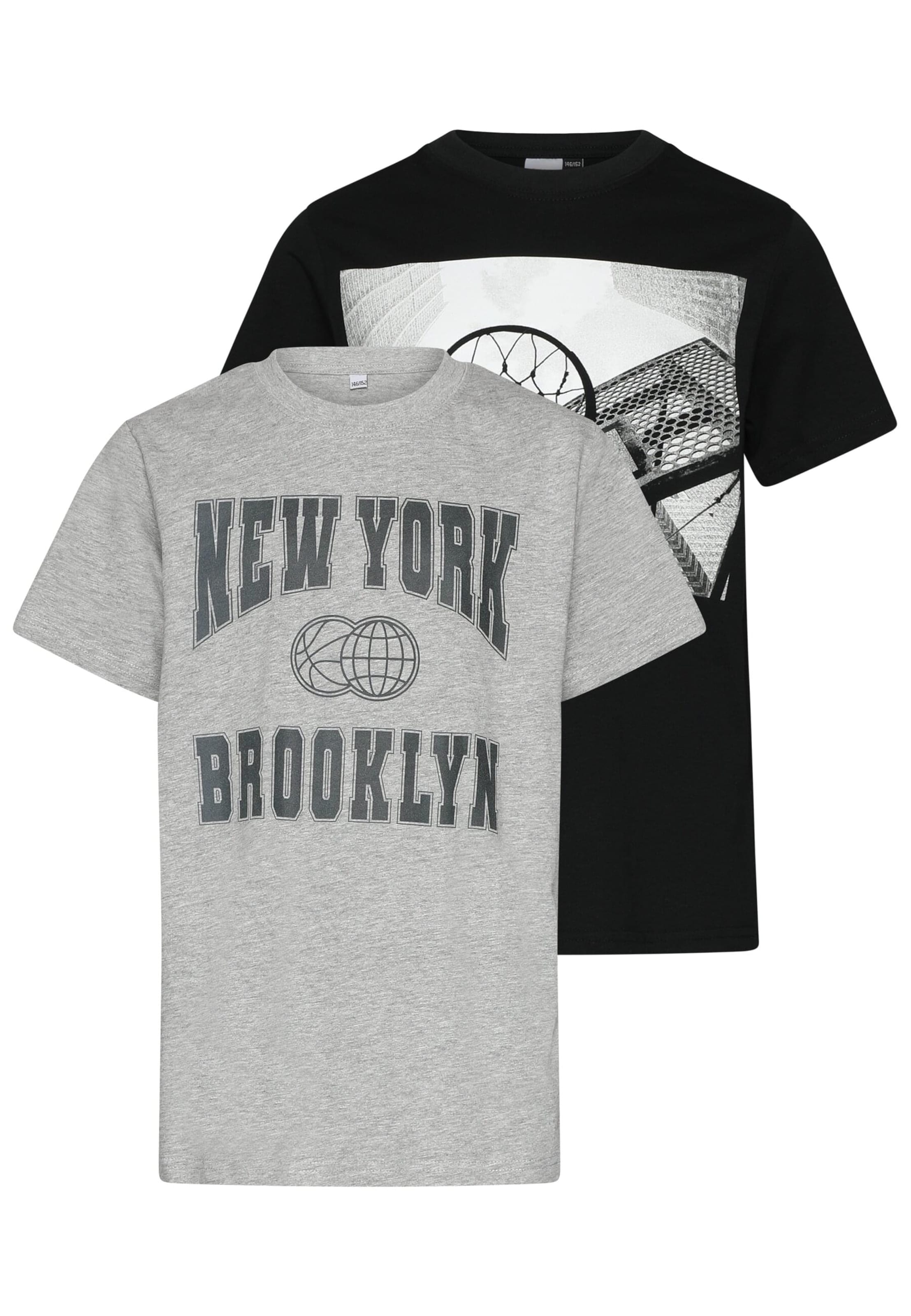 Urban Classics Tričko 'New York & Brookly' - Čierna: predná strana