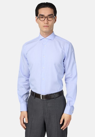 Boggi Milano Regular fit Overhemd in Blauw: voorkant
