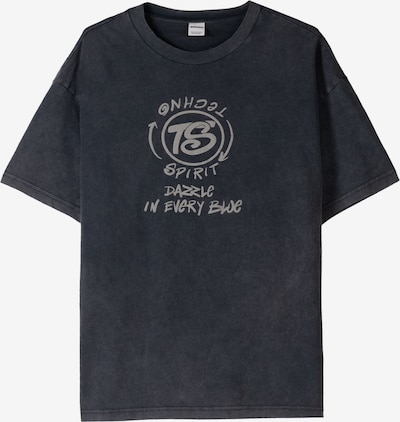 Bershka Koszulka w kolorze jasnoszary / czarnym, Podgląd produktu