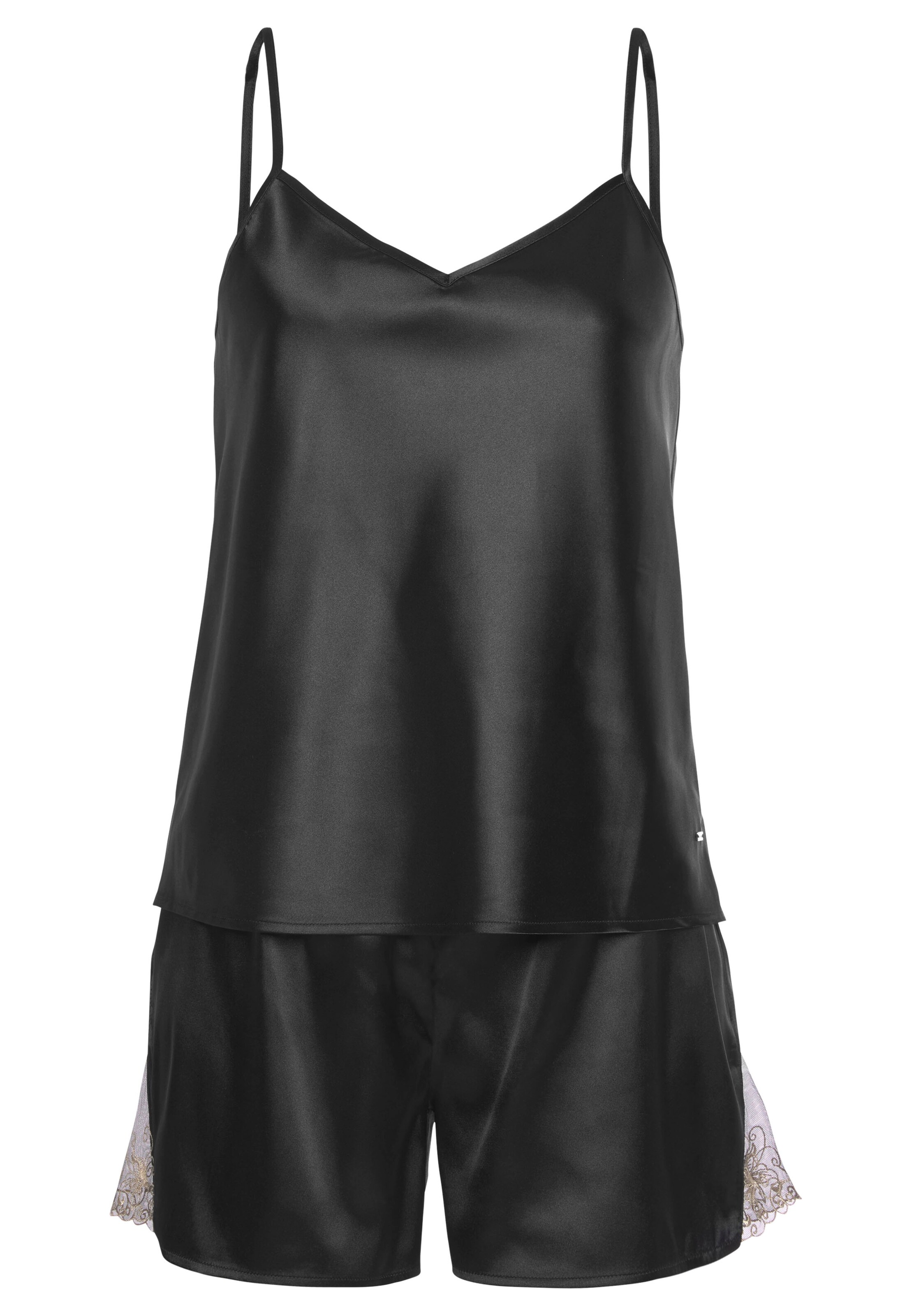 LASCANA Schlafanzug in Schwarz: Vorderseite