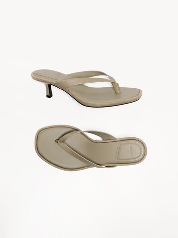 Bershka T-bar sandals in Beige