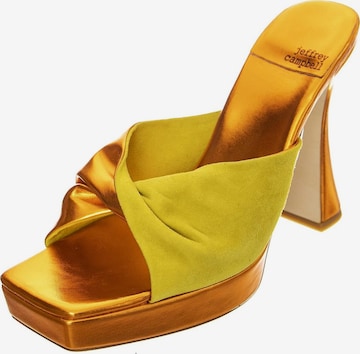 Jeffrey Campbell Sandały 'W' Hollyweird Yellow Kid Suede and Pu Sandals' w kolorze pomarańczowy: przód