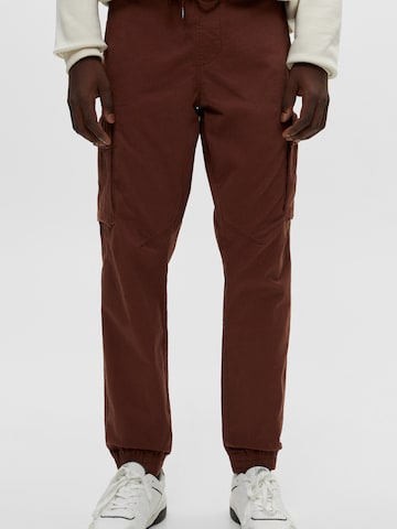 Pull&Bear Tapered Cargo Pants in Brown: front