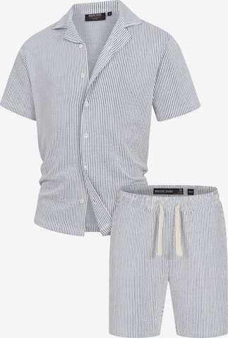 Pyjama court 'Lino' INDICODE JEANS en bleu : devant