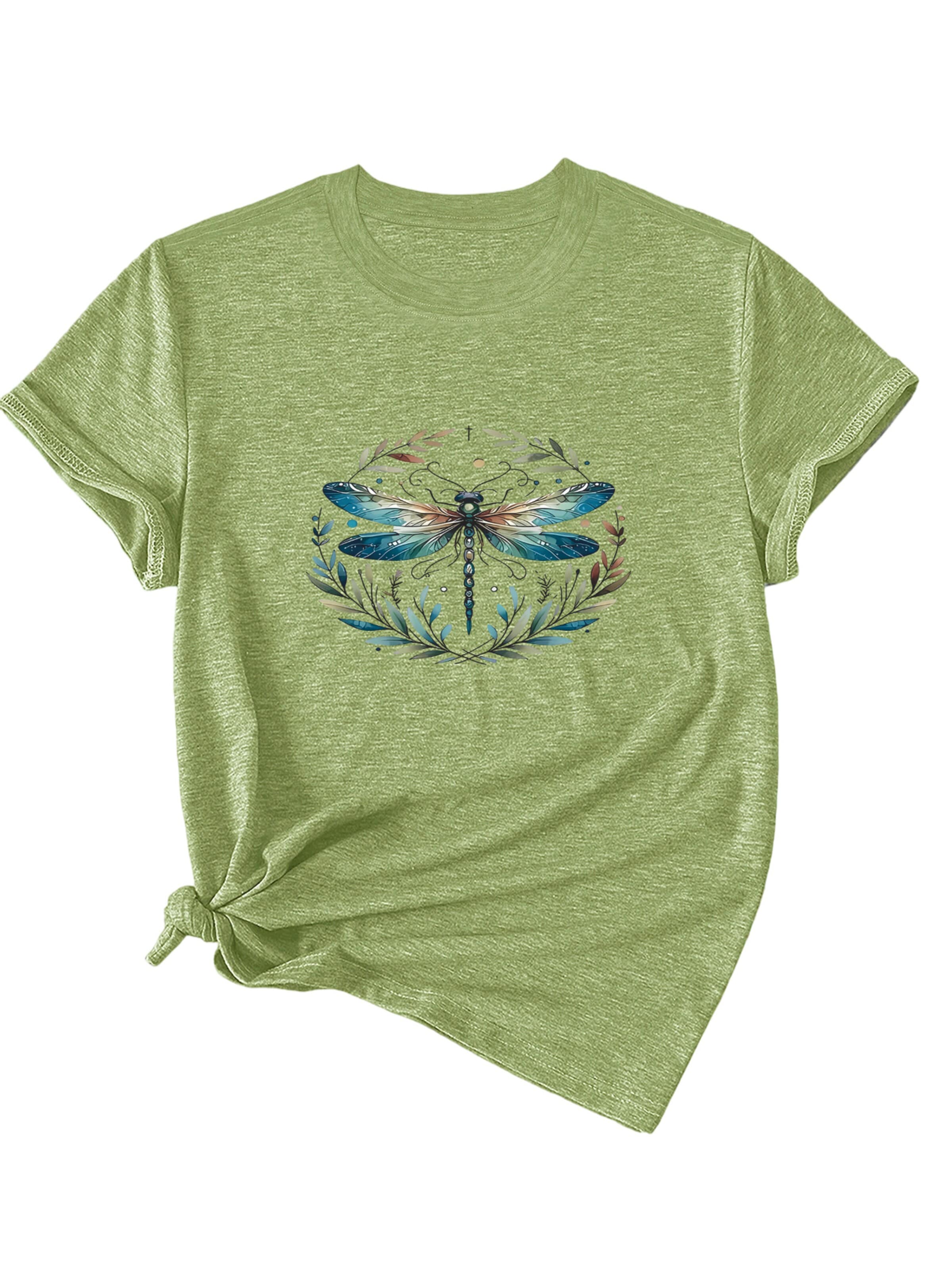 GORHEY Shirt 'Women's Summer Casual Color T-Shirt with Dragonfly Print'‌‌‌ in Grün