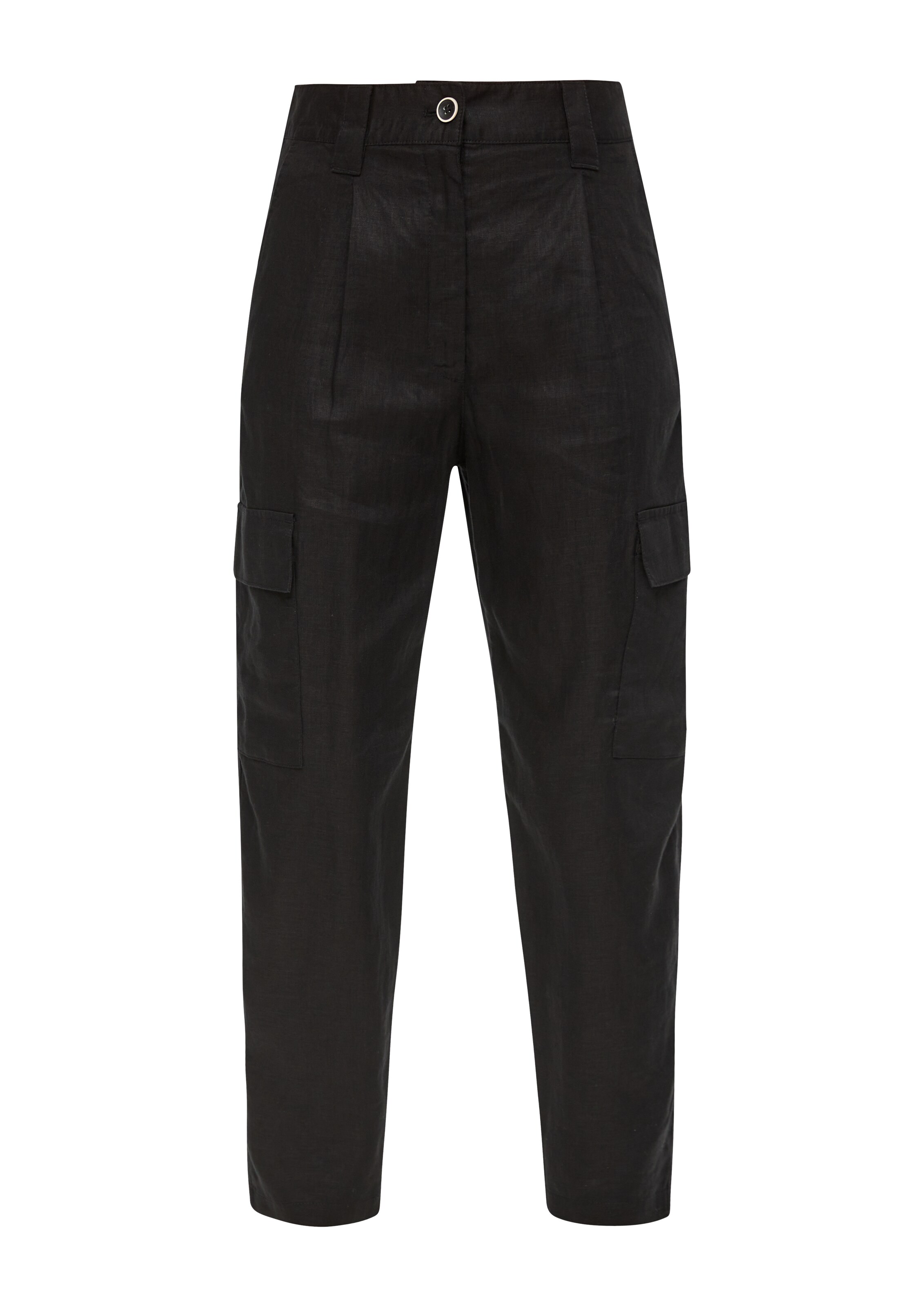 s.Oliver Tapered Cargobroek in Zwart: voorkant