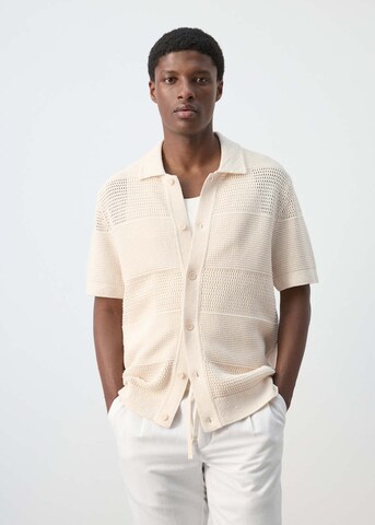 MANGO MAN Knit Cardigan 'Morisca' in Beige: front