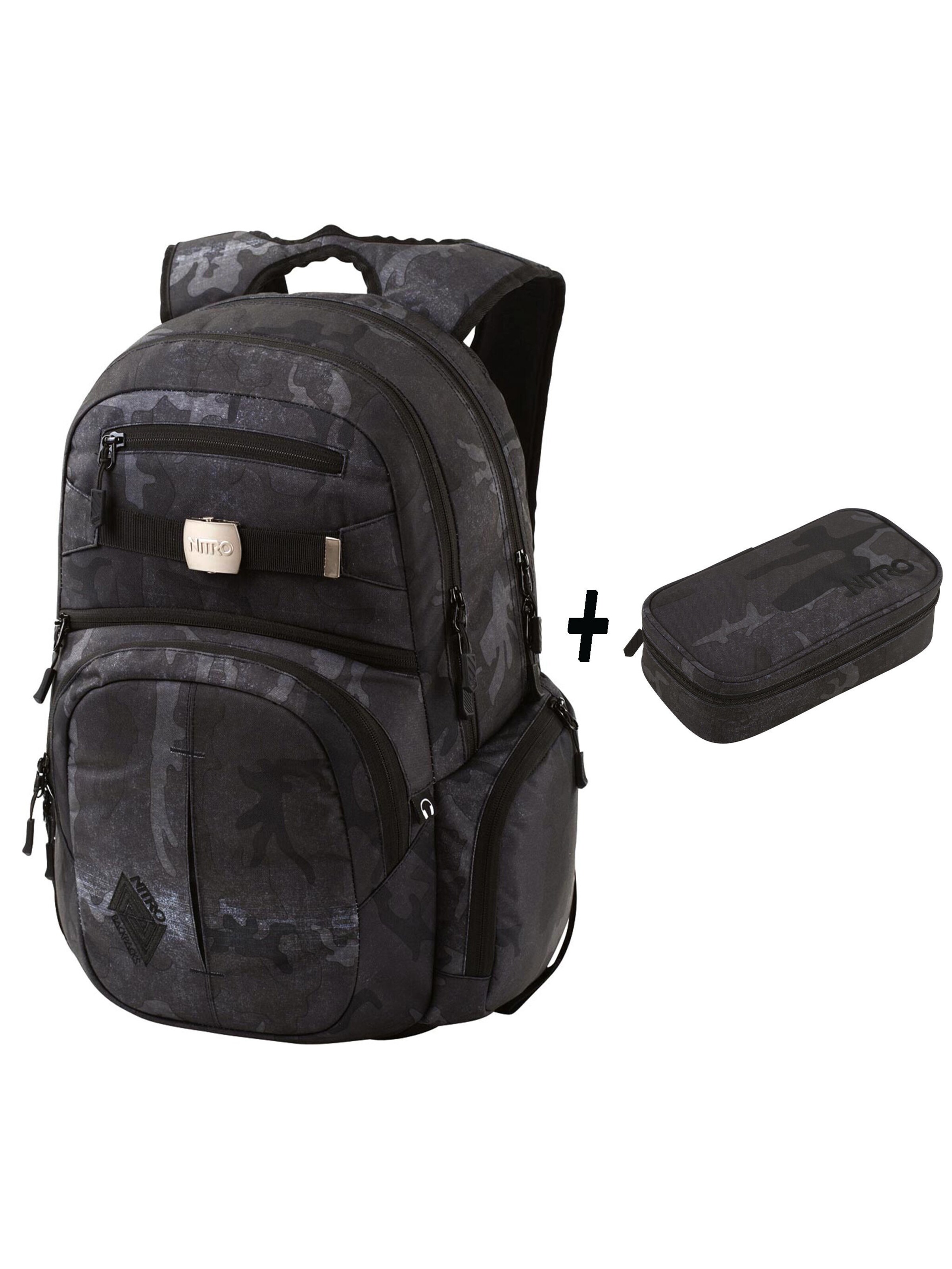 NITRO Rucksack SET HERO in Schwarz: Vorderseite