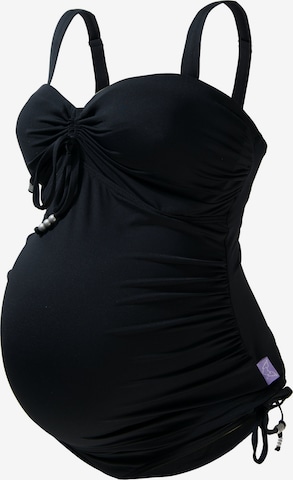 Bustier Tankini 'Cameron' petit amour en noir : devant