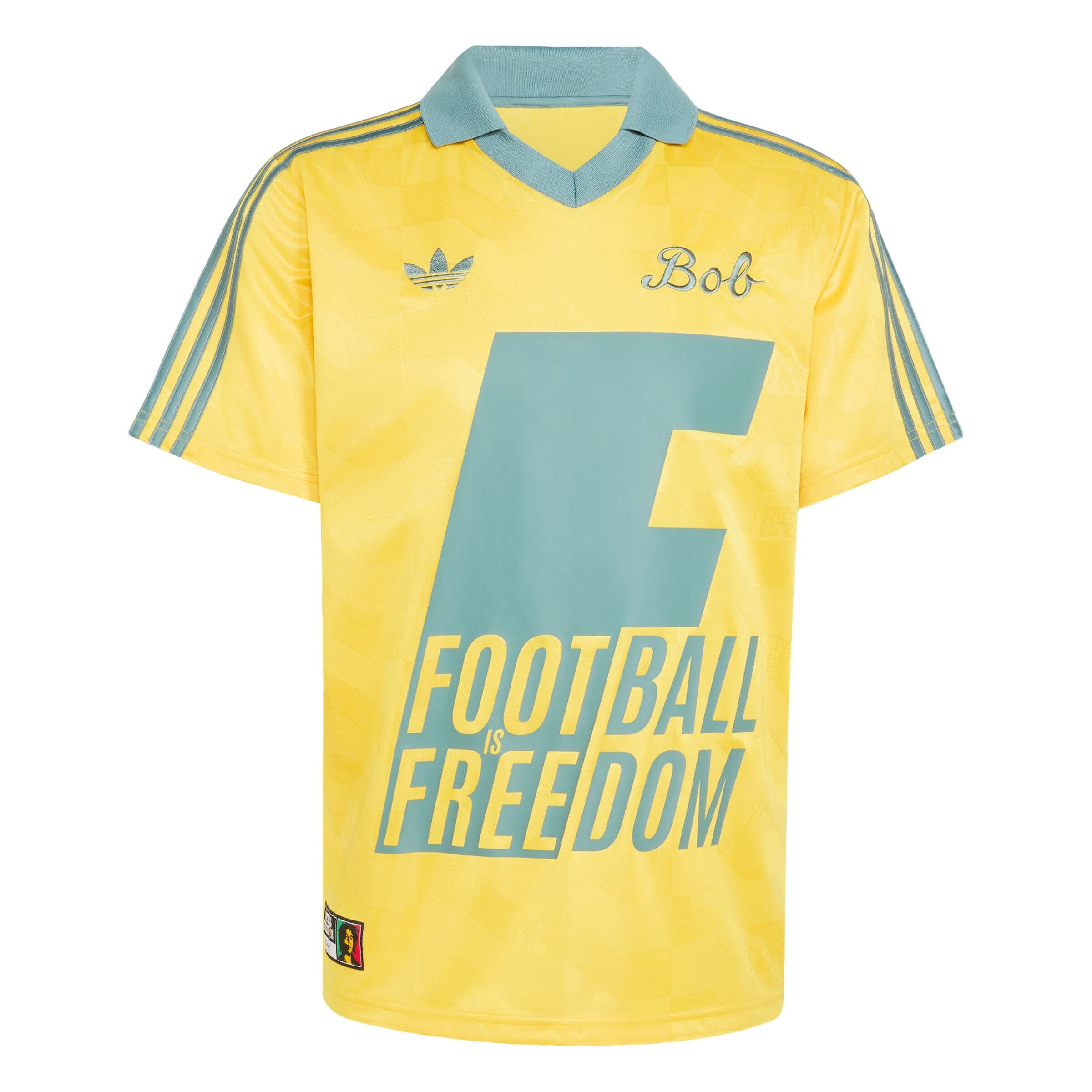 ADIDAS PERFORMANCE Maillot 'Bob Marley' en bleu-gris / jaune, Vue avec produit