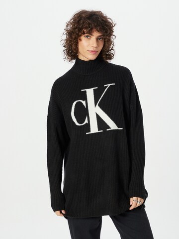 Calvin Klein Jeans Oversized trui in Zwart: voorkant