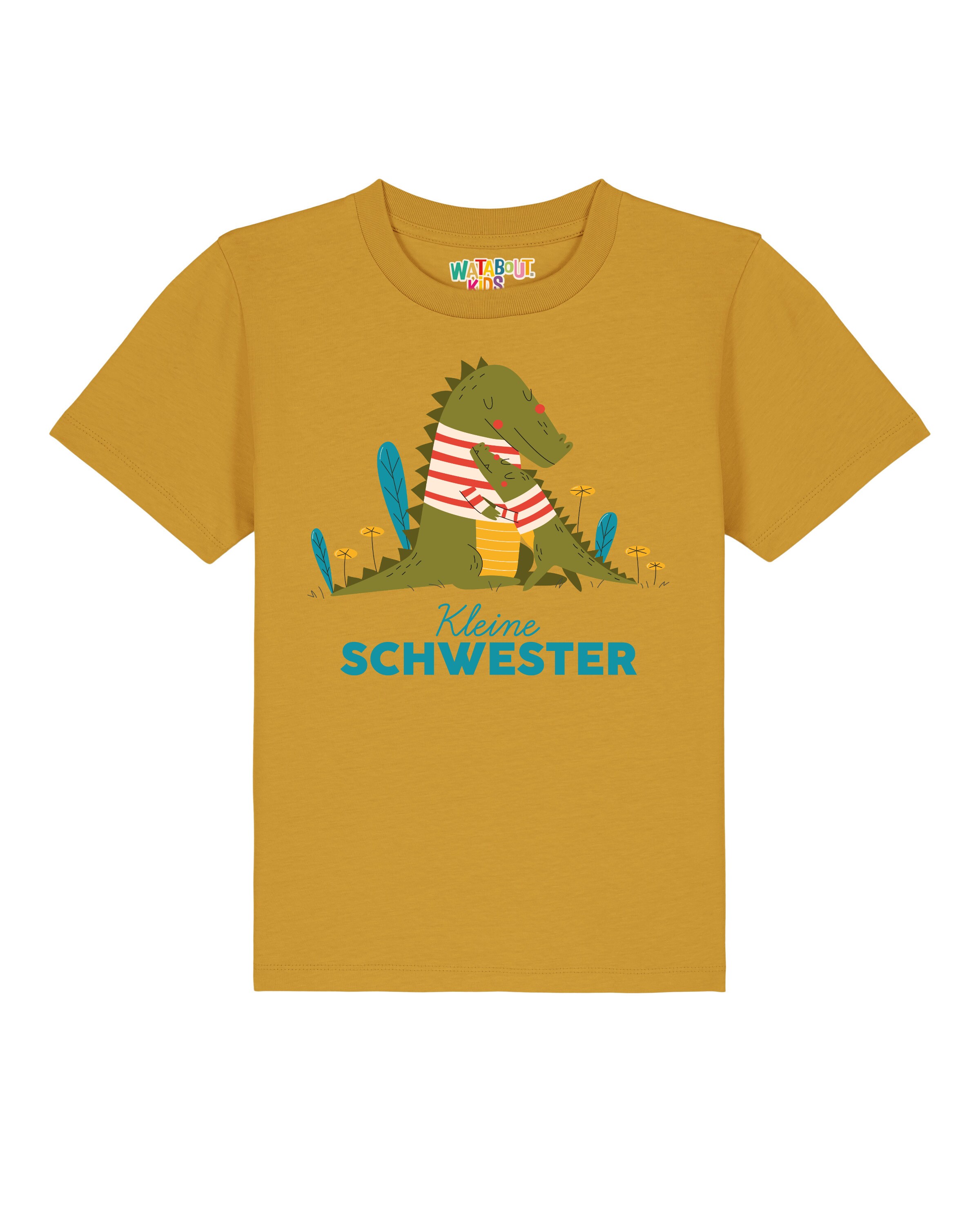 T-Shirt 'Krokodil Kleine Schwester' watabout.kids en jaune : devant
