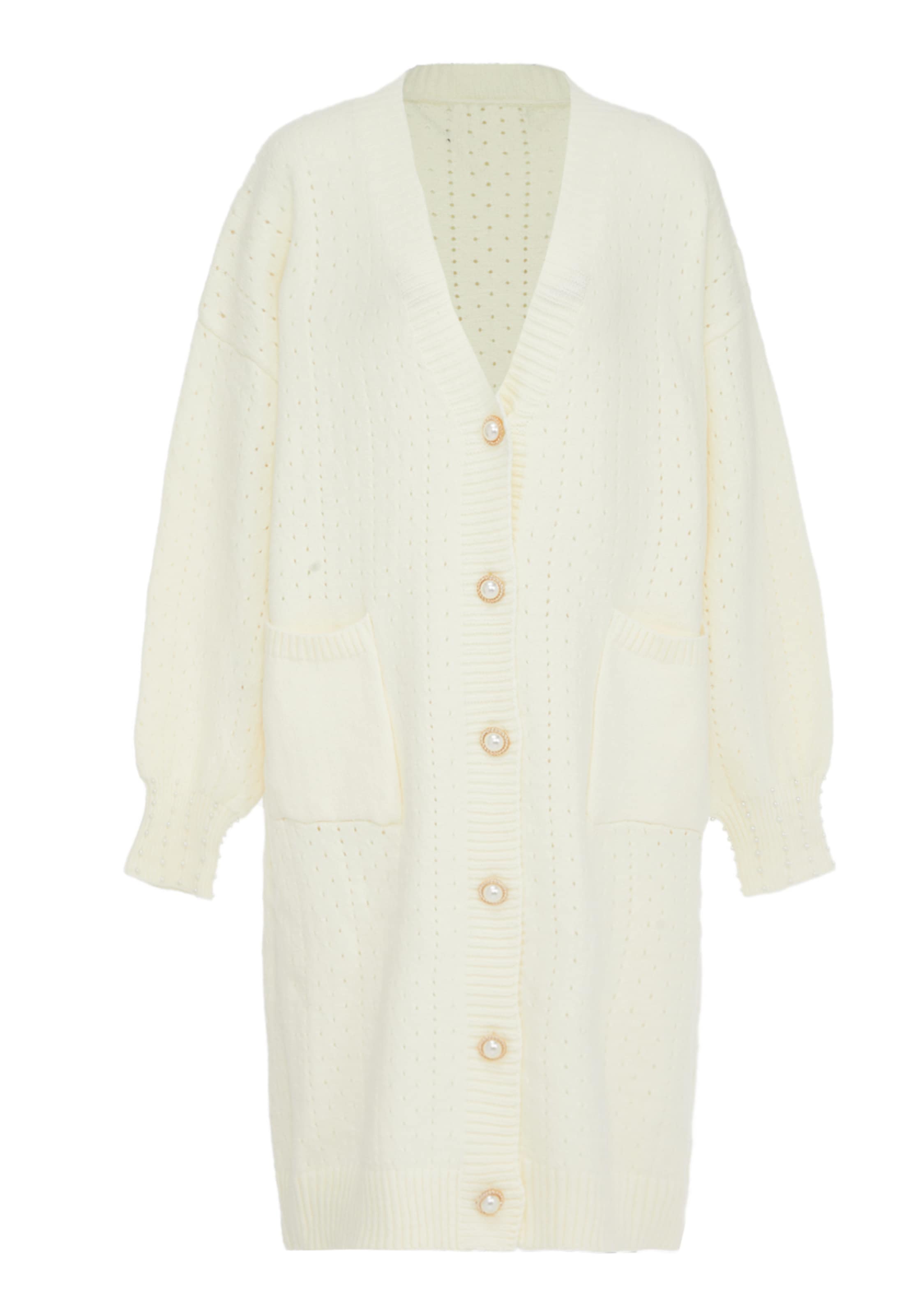 caissa Gebreid vest in Wit: voorkant