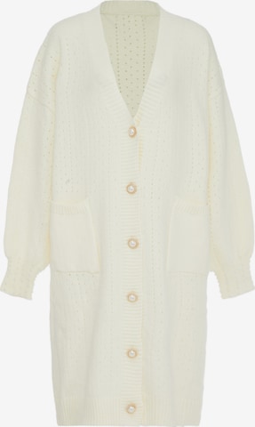 caissa Knit Cardigan in White: front