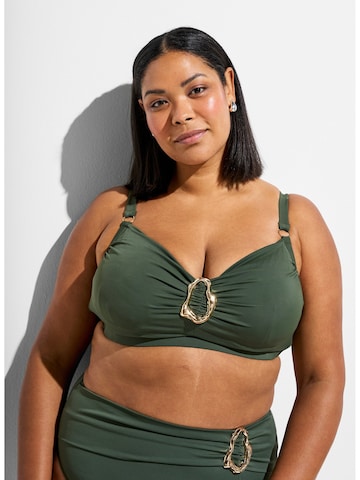 Swim by Zizzi Minimizer Bikinitop 'Sbliss' in Groen: voorkant