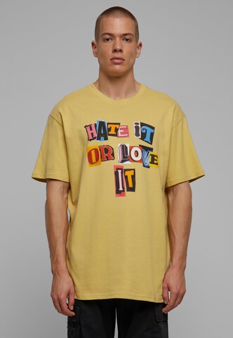 MT Upscale - Camisa 'Hate it or Love it' em amarelo: frente