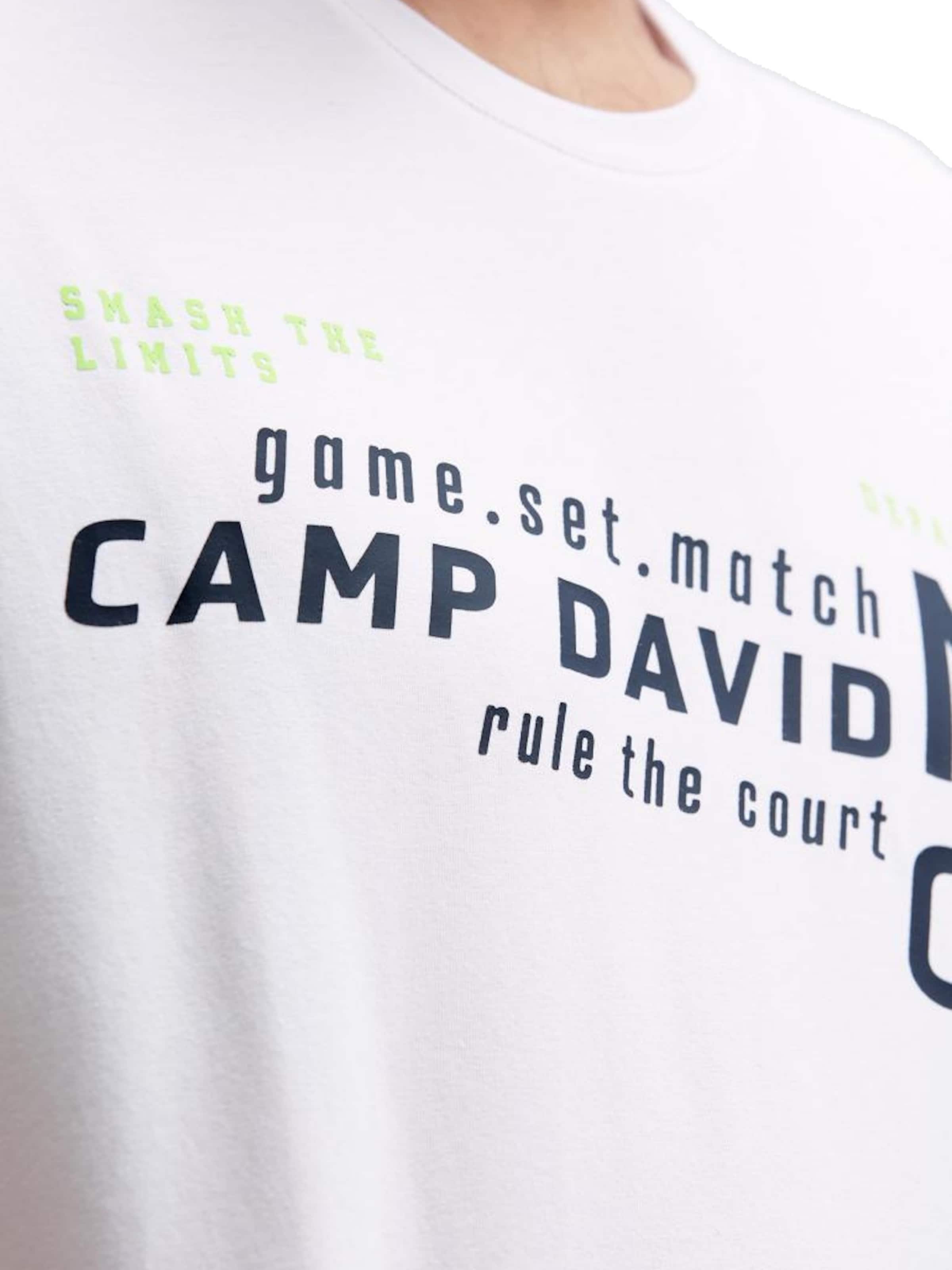 CAMP DAVID T-shirt 'Game.Set.Match' i vit