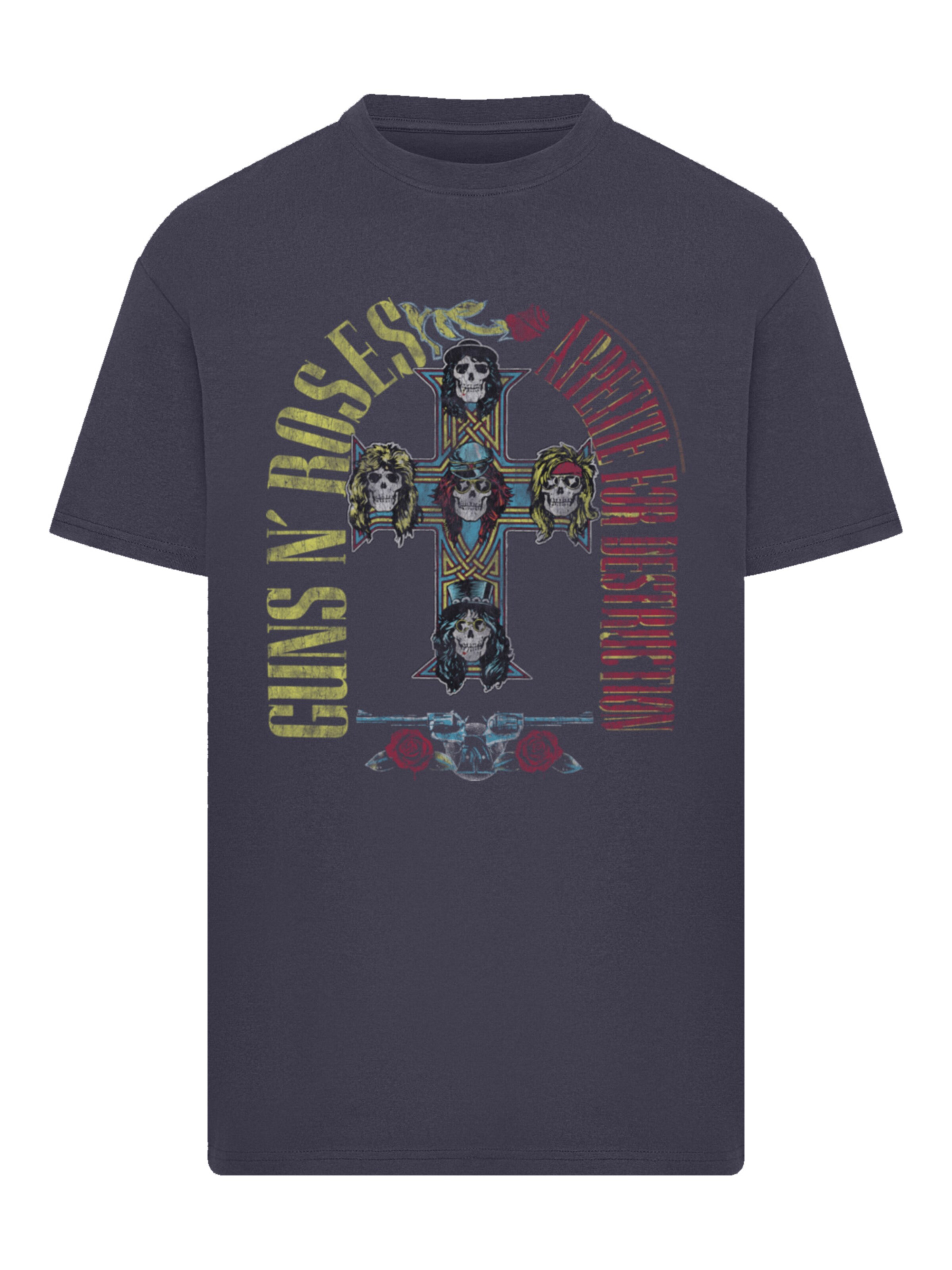F4NT4STIC Shirt 'Guns N' Roses Skull Rock Band Merch' in Blauw: voorkant