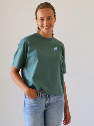 Kultgut Shirt 'Cat' in Green