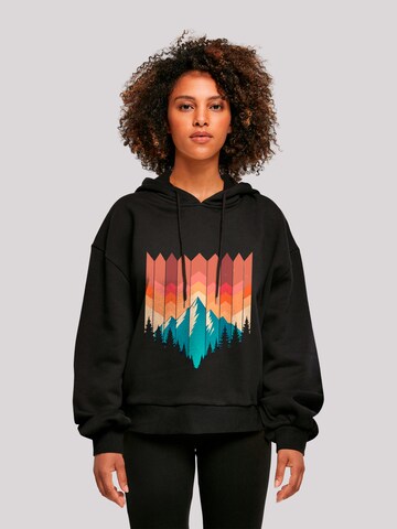 F4NT4STIC Sweatshirt 'Berg Sonnenuntergang Geometrisch' in Black: front