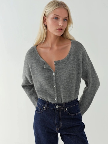 Hiccup Knit Cardigan in Grey: front
