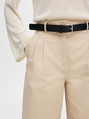 SELECTED FEMME Wide leg Pleat-front trousers in Beige